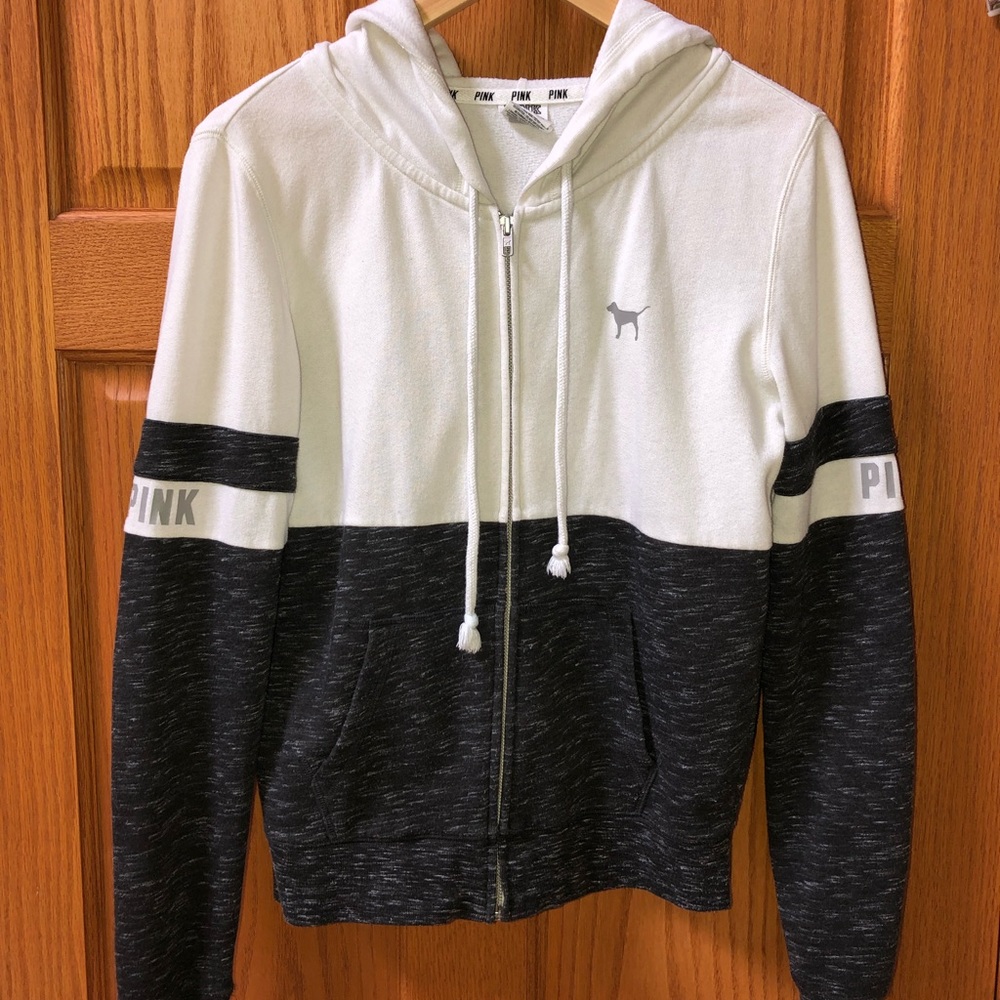 PINK White and Grey Sweatshirt